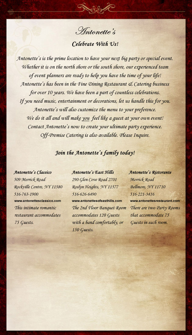 Antonettes Catering Options